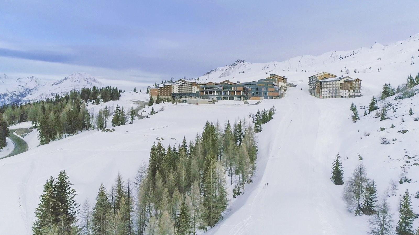 Club Med La Rosière surrounded by snowy Alpine slopes