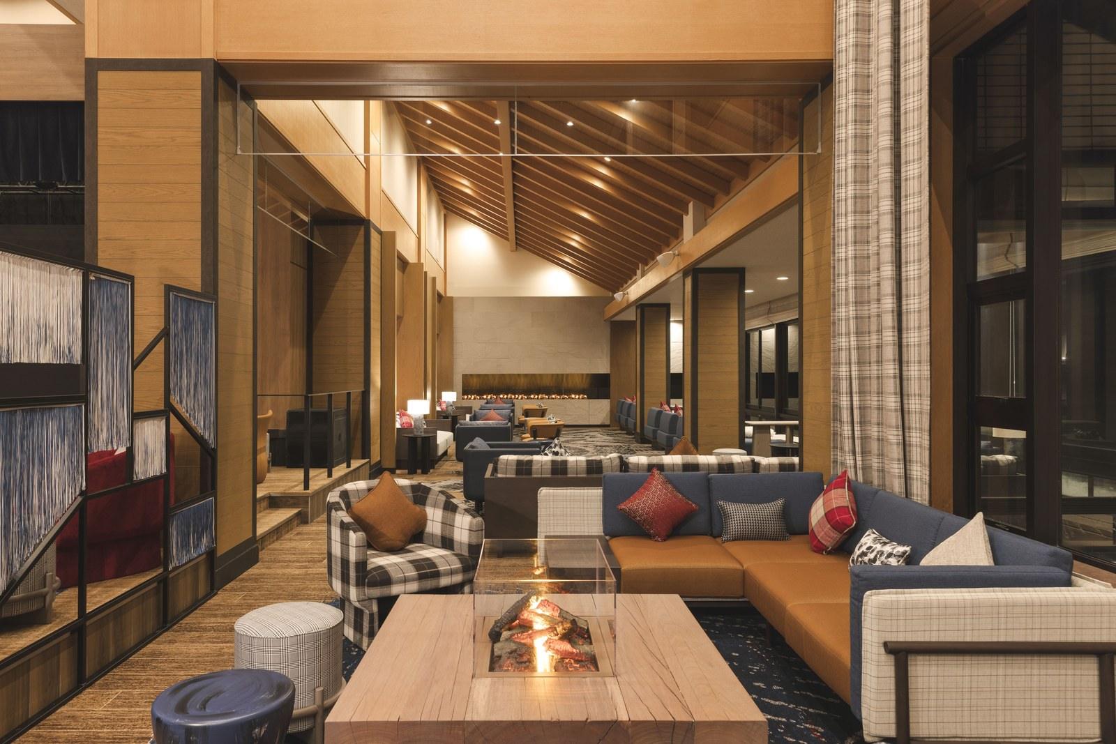 Lounge and fireplace at Club Med Kiroro Peak